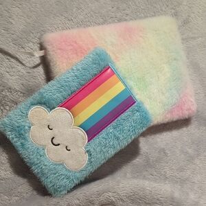 Plush Fuzzy Notebook Colorful Rainbow Bundle Of 2